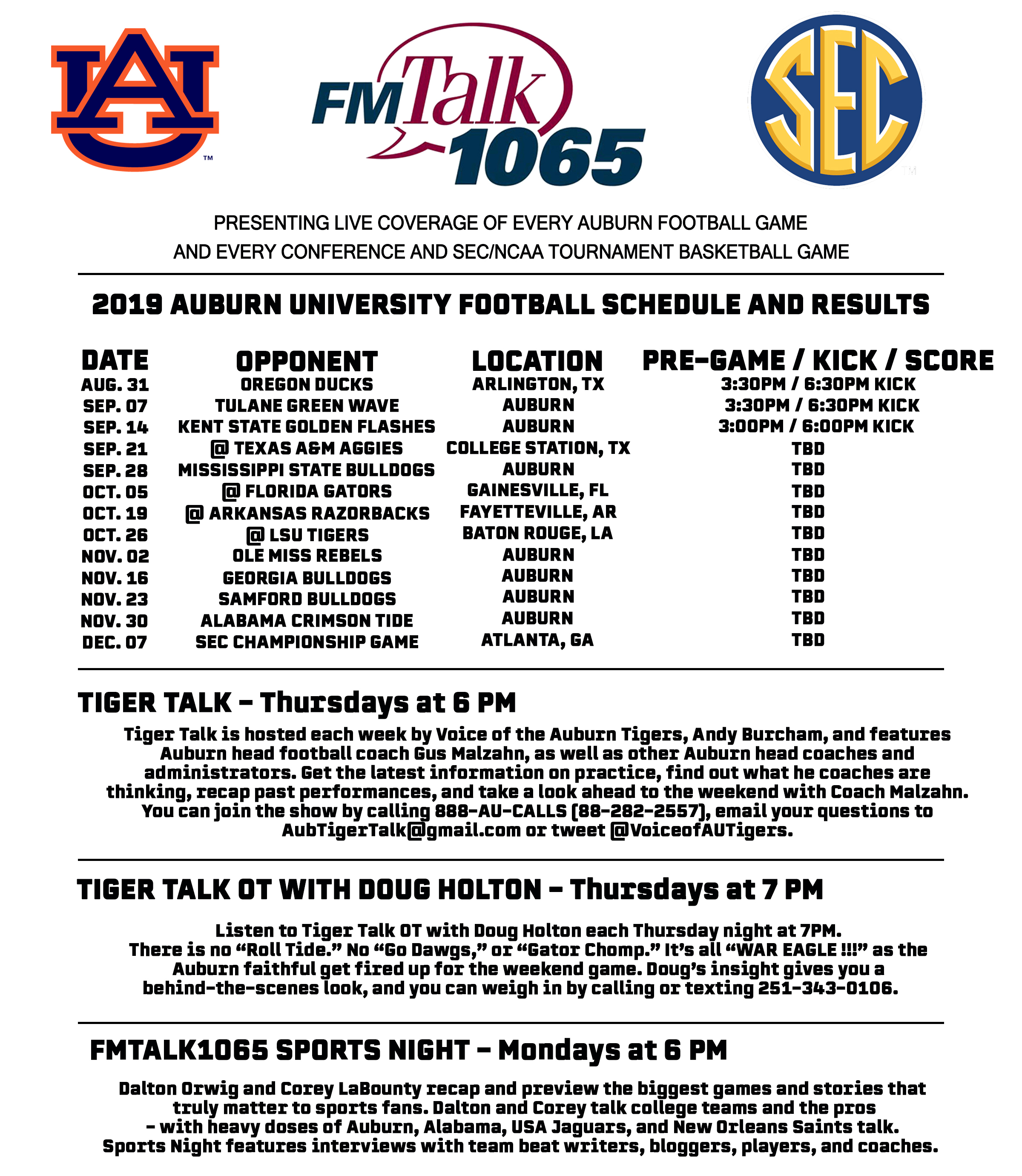 Auburn Sports Fm Talk 1065